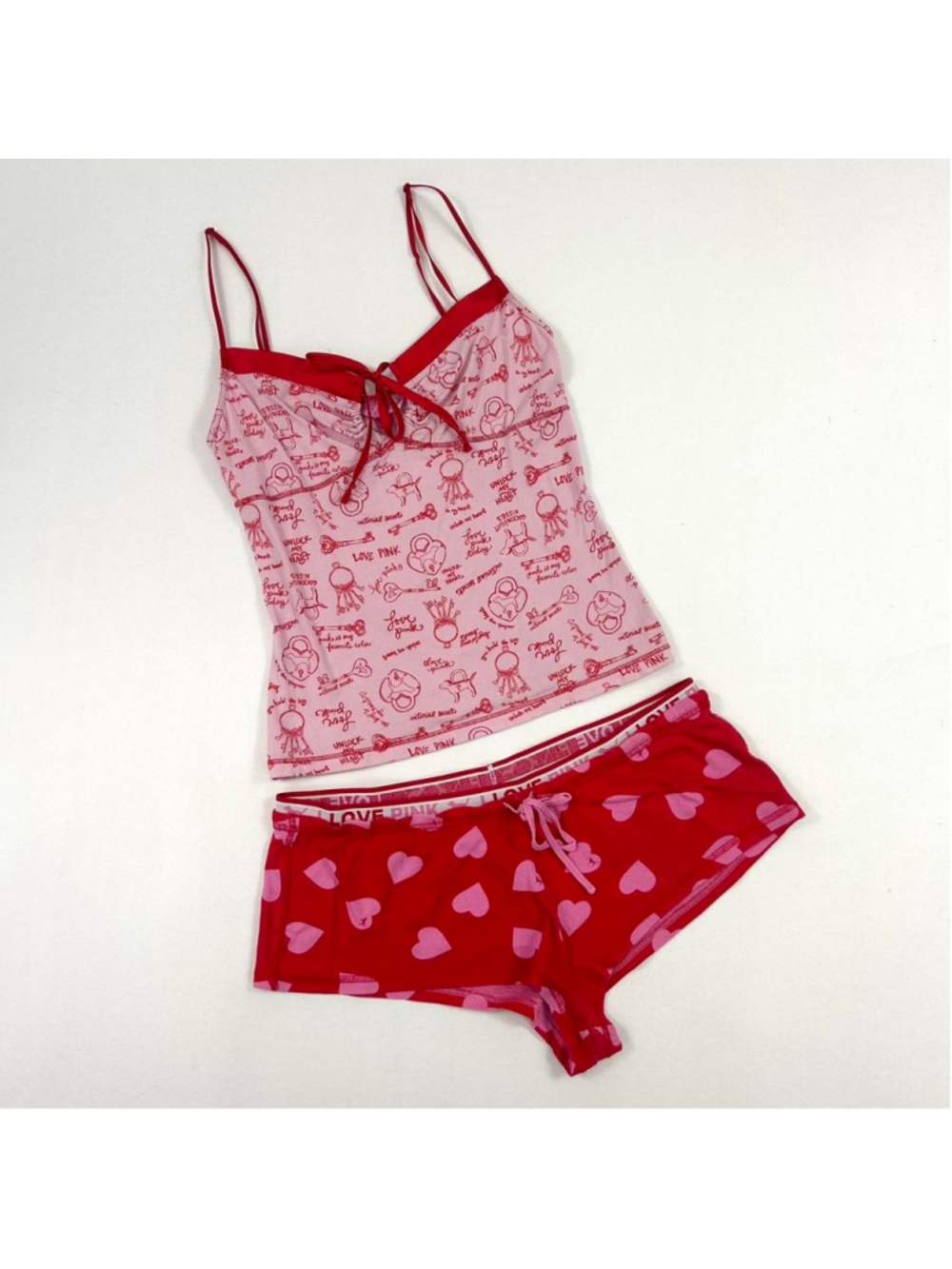 2005 VS Pink pink and red matching cami and shorts